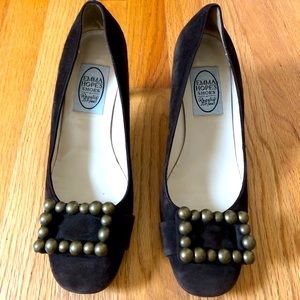 Emma Hope Studded Brown Suede Pumps